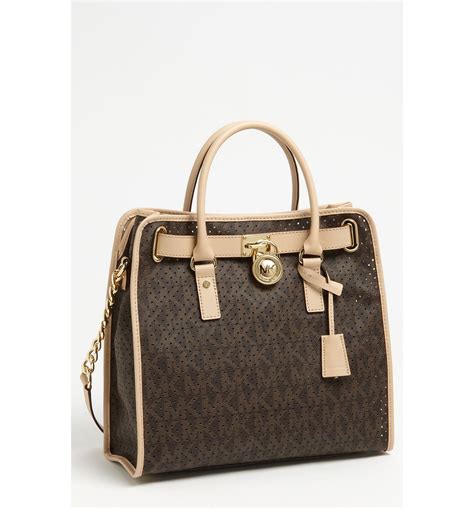 michael kors signature hamilton perforated satchel